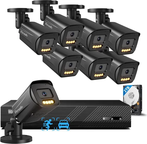 Miniatura 13 de Sistema de seguridad de 4 cámaras, 8 canales, 4 cámaras PoE IP con cable de 5 megapíxeles para exteriores, detección de vehículos humanos AI, audio