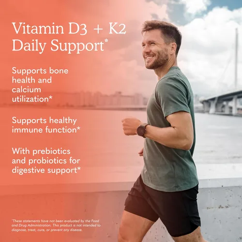 Miniatura 4 de Gomitas Garden of Life Vitamin Code D3 y K2 con prebióticos y probióticos, salud ósea, salud inmunológica y apoyo digestivo, cero azúcar, sin OMG