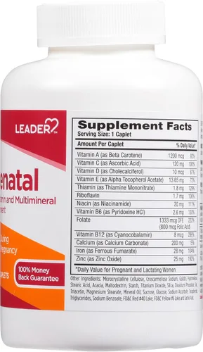 Miniatura 2 de Leader Multivitamínico prenatal con 800 mcg de ácido fólico y nutrientes esenciales para un embarazo saludable y desarrollo fetal, Dha, vitamina