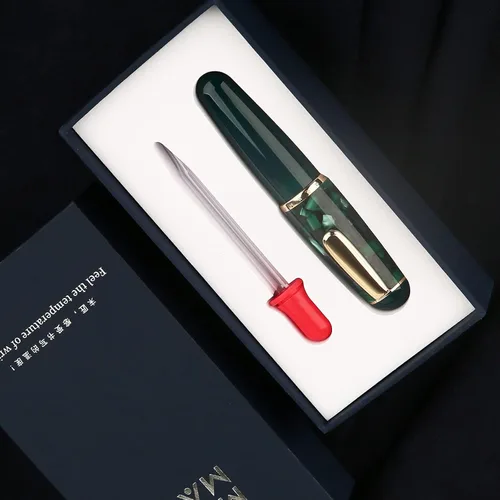 Miniatura 21 de Majohn Q1 Pluma estilográfica, plumín extrafino, azul y rojo, acrílico, gotero de Hombre Gordito, recarga de bolsillo de gran capacidad Azul Rojo