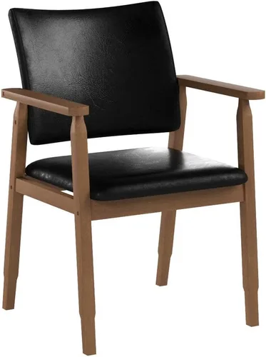 Miniatura 4 de NOBPEINT Mid-Century - Juego de 2 sillas de comedor modernas con reposabrazos, tapizadas de piel sintética con marco de madera maciza, sillones