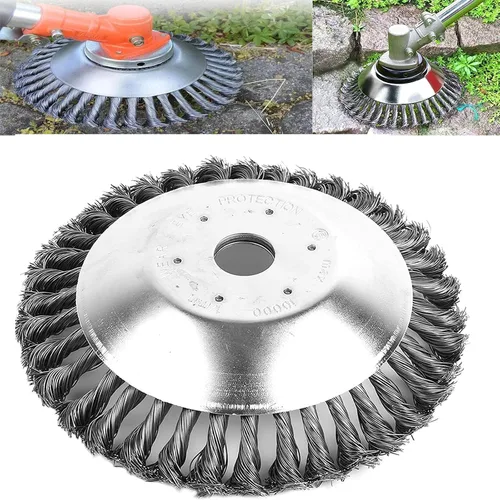 Miniatura 6 de Cuchilla de alambre de acero giratorio de 8 pulgadas para recortadoras de cuerdas, cortacésped de jardinería, eliminación de óxido de hierba