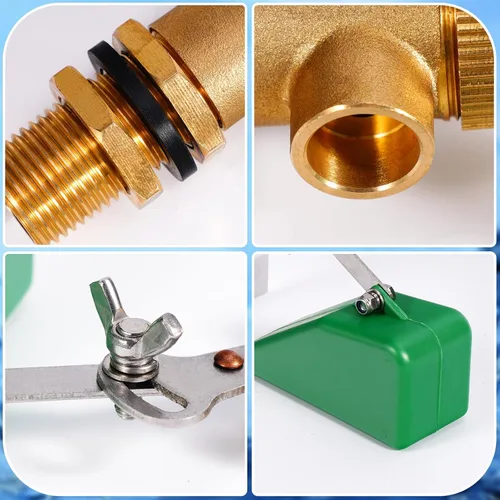 Miniatura 7 de Válvula de flotador de latón de 1/2 pulgada con brazo ajustable, válvula controladora de nivel de agua de 40 PSI, válvula de bola de flotador