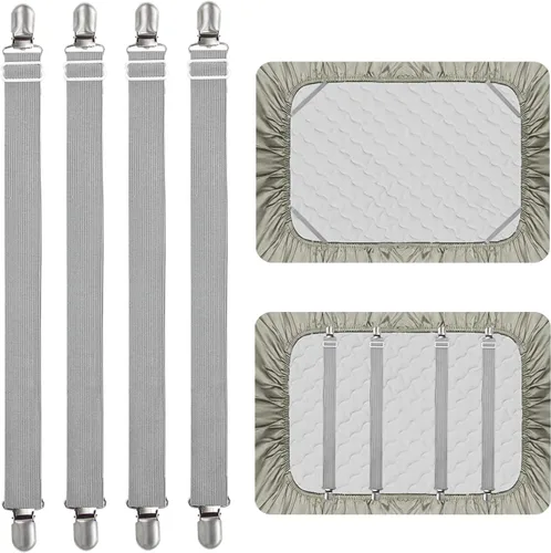 Miniatura 11 de 8 clips de correas ajustables para sábanas, soporte elástico para sujetar sábana de colchón y tirantes, agarradores para sujetar sábanas, colchones
