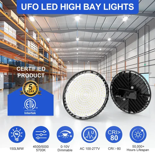 Miniatura 2 de BBESTLED UFO - Luz LED de alta bahía de 150 W, 120 W, 90 W, ajustable, 22,500 lúmenes, 4500 K, 5000 K, 5700 K, CCT, luces LED ajustables de alta