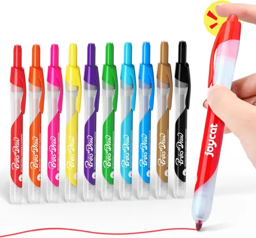 JoyCat Marcadores lavables Click & Draw para niños con puntas retráctiles, juego de marcadores de 10 colores, marcador retráctil para niños