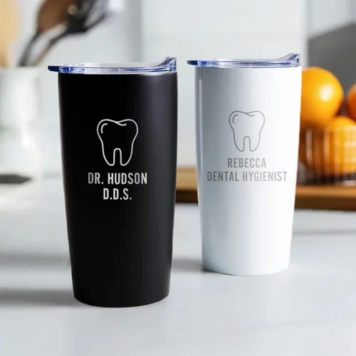 Miniatura 4 de Lifetime Creations Vaso de dentista personalizado grabado con tapa de 20 onzas (negro) – Regalo personalizado para dentista, taza de viaje de café
