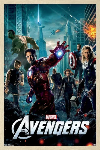 Miniatura 7 de Marvel Avengers: Póster de pared de una hoja, 22.4 pulgadas de largo x 14.7 pulgadas de ancho, versión enmarcada de madera de granero