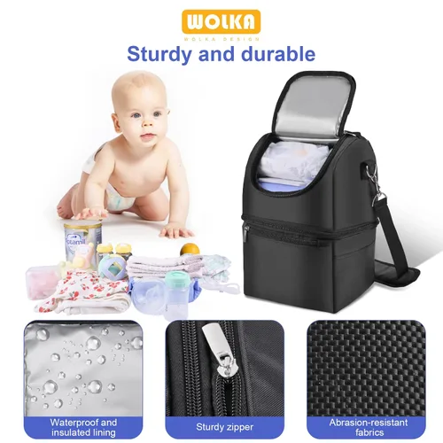 Miniatura 5 de Bolsa enfriadora de leche materna - Bolsa enfriadora para madres lactantes multifunción, bolsa térmica con aislamiento para biberones con Todo negro