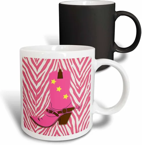 Miniatura 9 de 3dRose Taza de café, tamaño - 15oz - Imagen de la bota de vaquero rosa femenina en la vida campestre Chevron rosa - divertido regalo de taza de café