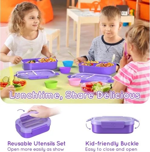 Miniatura 4 de Lonchera Bento para niños y adultos, estilo bento, 44.0 fl oz, tamaño de porción ideal a prueba de fugas, para adolescentes y niños, sin BPA