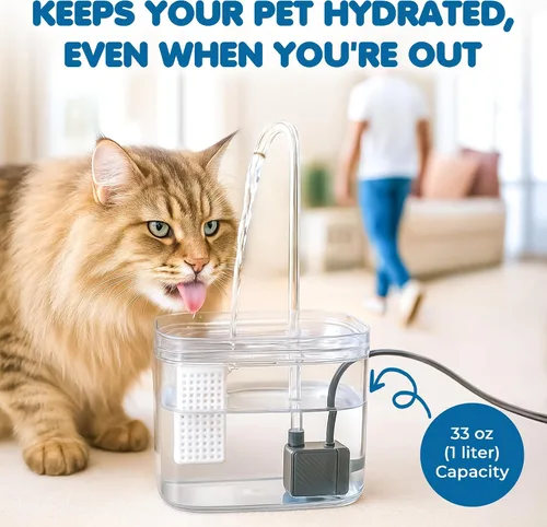 Miniatura 5 de SunGrow Fuente de agua para gatos, estación de hidratación de flujo automático con filtro y bomba USB silenciosa, cuenco de alimentación