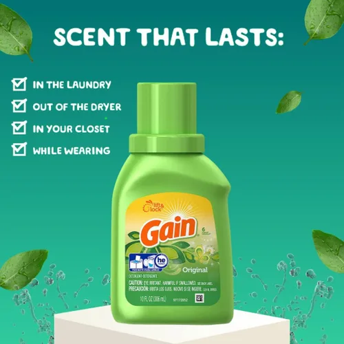 Miniatura 2 de Gain Detergente líquido, aroma original, 10 onzas