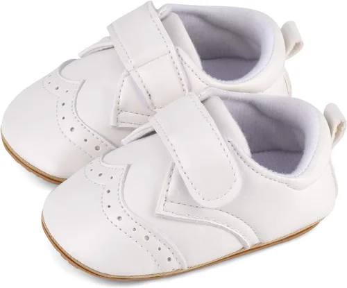 Miniatura 4 de ESTAMICO - Tenis de piel sintética para bebés, niños y niñas, suela de goma antideslizante, para primeros pasos, zapatos para exteriores