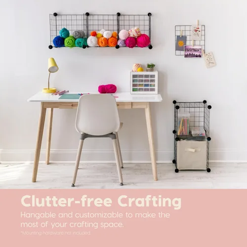 Miniatura 6 de IRIS USA Organizador de almacenamiento de cubos de alambre modulares de 6 cubos, estantería de metal ajustable y expandible para closet, baño