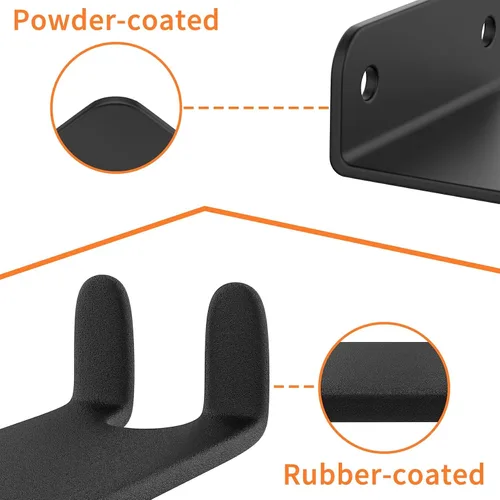 Miniatura 7 de WALMANN Paquete de 2 soportes para pedales de bicicleta, soporte de pared horizontal resistente para pared de garaje, soporte de exhibición