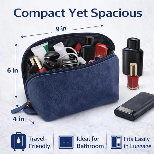 Miniatura 2 de Estuche de cuero para cosméticos, bolsa de maquillaje de viaje, bolsa de aseo de cuero, bolsa de maquillaje de lujo, bolsa de cosméticos de cuero