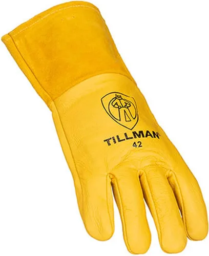 Miniatura 2 de John Tillman - Guantes de soldador MIG de alta calidad con forro de espuma de cerdo marrón extra grande, con pulgar recto, puño de 4 pulgadas
