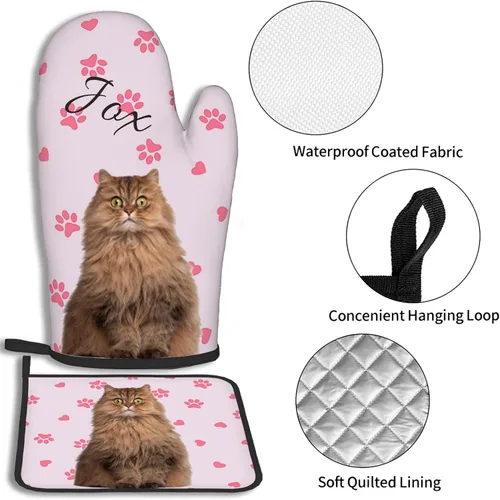 Miniatura 2 de Manoplas de horno personalizadas con soportes para ollas con nombre y foto personalizados, manoplas de horno resistentes al calor y al deslizamiento