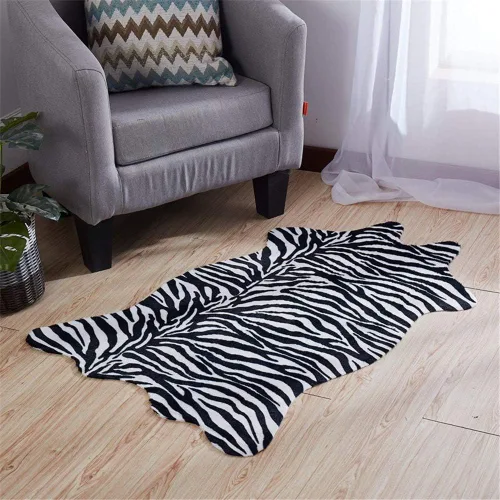Miniatura 6 de Alfombra con estampado de vaca, piel de vaca sintética, alfombra con estampado de animales para sala de estar, dormitorio, antideslizante
