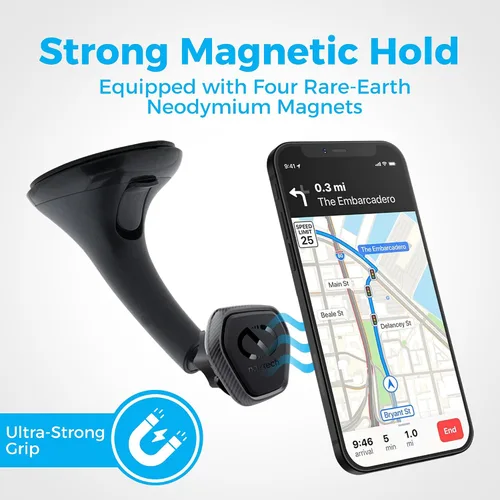 Miniatura 4 de Naztech MagBuddy Elite - Soporte magnético para teléfono con ventosa para parabrisas, ajustable en 360°, compatible con iPhone y Android