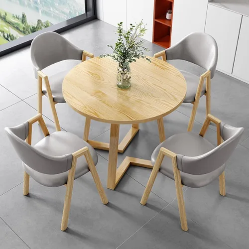 Miniatura 13 de YVYKFZD Office Reception Room Club Table and Chair Set, Simple Kitchen Dining Table Set for 4, Round Conference Table with Metal Legs, Small Cyan