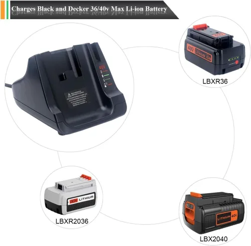 Miniatura 2 de Cargador rápido de 40 V MAX para Black+Decker LCS36 LCS40, compatible con Black & Decker 36V 40V Max Batería de iones de litio LBXR36 LBX36 LBXR2036