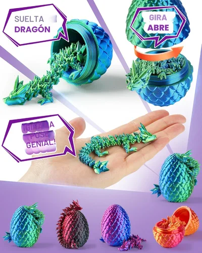 Miniatura 3 de Paquete de 12 huevos de dragón impresos en 3D, rellenos de cesta de Pascua para niños y adolescentes, juguetes únicos de Pascua y regalos para 12