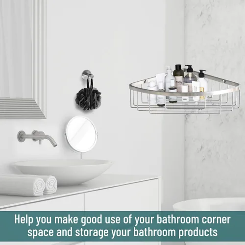 Miniatura 5 de Estante de ducha de acero inoxidable para montaje en pared, gancho individual y toallita de baño, impermeable, duradero, estante de ducha de esquina