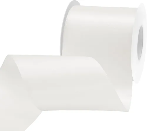 Miniatura 145 de Cinta de satén blanca antigua de doble cara de 1-1/2 pulgadas x 50 yardas, cinta de poliéster para envolver regalos, día de San Valentín, bodas