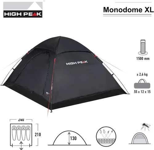 Miniatura 2 de High Peak Carpas Zelt Monodome XL
