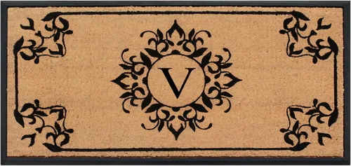 Miniatura 40 de A1HC - Tapete de puerta con monograma de fibra de coco natural para puerta delantera, 24 x 48, felpudo duradero tratado anti-desprendimiento