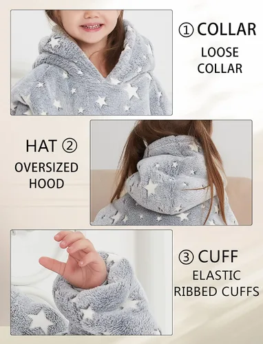 Miniatura 7 de KFUBUO Manta Ponible con Capucha para Niños Pequeños Sudadera Manta de Sherpa con Bolsillo Lindas Sudaderas con Capucha para Niña y Niño de 2-6 Años