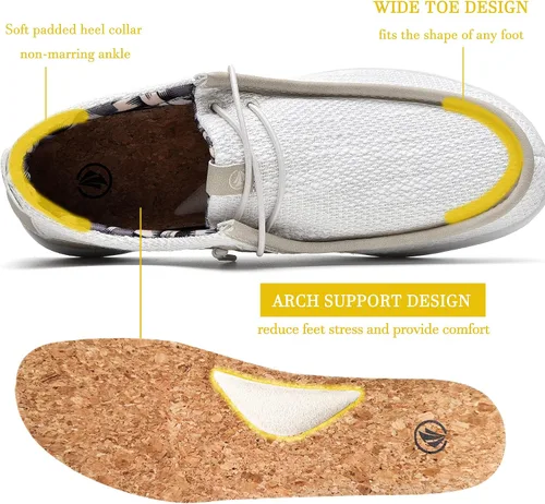 Miniatura 4 de ZF ZEFUHER Zapatos casuales para hombre, con soporte de arco ortopédico, zapatos náuticos ligeros y cómodos con cordones, mocasines de ancho ancho