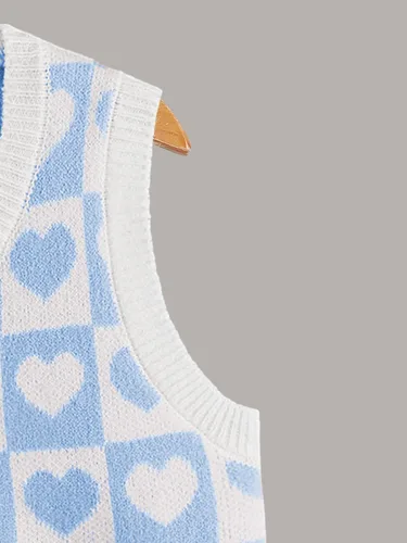 Miniatura 4 de Floerns Suéter sin mangas con estampado de corazón para niñas, cuello en V, camiseta sin mangas