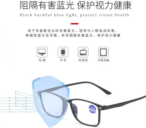 Miniatura 6 de Gafas de lectura anti-luz azul Gafas de lectura con clavo de arroz para hombres y mujeres Marco negro