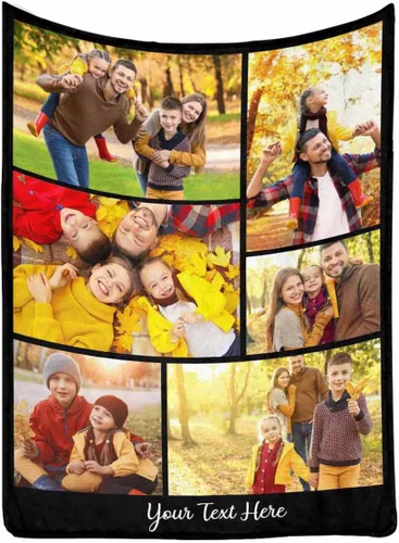 Miniatura 21 de Manta de Fotos Personalizada para Amigos BFF Navidad, Manta de Cama Personalizada con Collage de 9 Fotos para Mamá Papá Fotos Familiares Multi 02