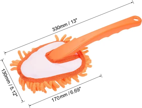 Miniatura 2 de MECCANIXITY Cepillo de limpieza lavable de chenilla de microfibra para computadora, teclado, ventana, muebles, hogar, cocina, oficina, naranja