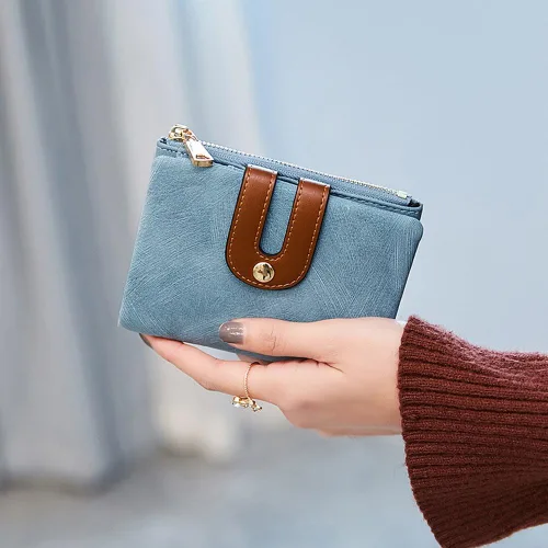 Miniatura 39 de AOXONEL Cartera pequeña de cuero plegable Rfid para mujer, con cremallera, bolsillo para tarjeta de identificación, delgada, compacta y delgada