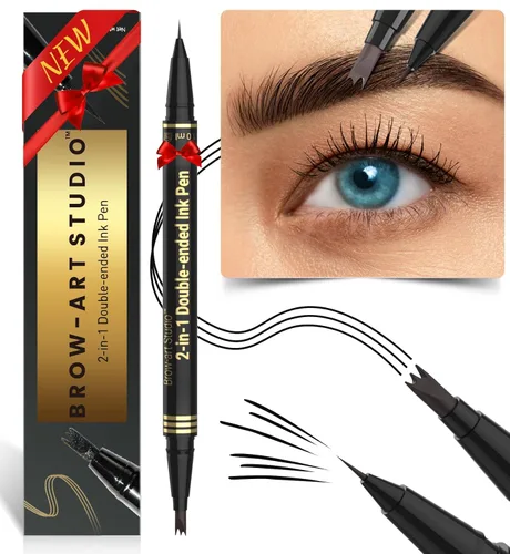 Miniatura 12 de iMethod Lápiz de microblading para cejas - Lápiz para cejas 2 en 1 de doble punta con aplicador de punta de micro-horquilla de 3 puntas y punta