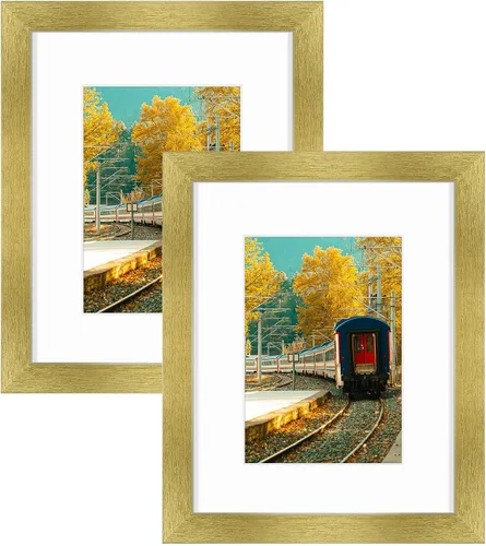 Miniatura 69 de Golden State Art, Portarretratos de 8 x 10 pulgadas con paspartú para fotos de 5 x 7 pulgadas - Vidrio de alta definición para montaje en pared o 1