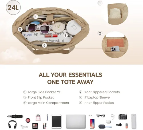 Miniatura 4 de befen Bolsa de mano para computadora portátil para mujer, bolsa de viaje para enfermera, bolsas acolchadas acolchadas, bolsa de playa ligera e