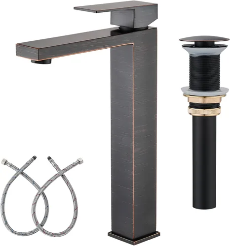 Miniatura 9 de AVSIILE llave de baño dorada cepillada, llave de baño dorada de un solo agujero, llave moderna de una sola manija de acero inoxidable para fregadero