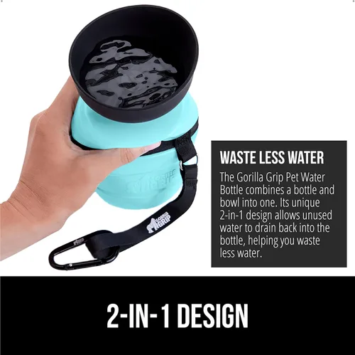 Miniatura 2 de GORILLA GRIP Botella de agua para perros, dispensador portátil de tazón de agua para perros, 20 oz botellas exprimibles de viaje para mascotas a
