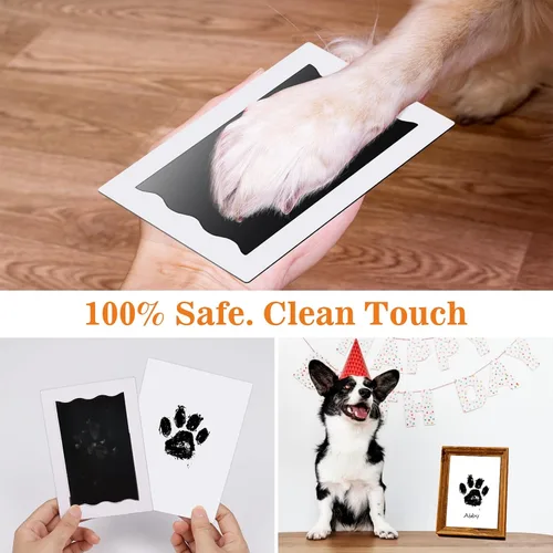 Miniatura 6 de Nabance Kit de huellas y manos para bebés, kit de huellas para perros y gatos, 3 almohadillas de impresión sin tinta, 6 tarjetas de impresión
