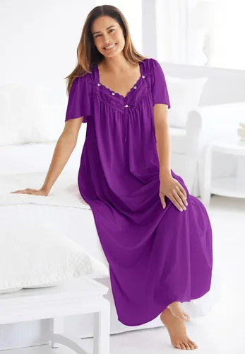Miniatura 5 de Only Necessities Pijama largo y sedoso con encaje para mujer, talla grande