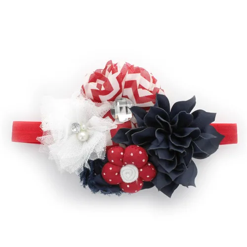 Miniatura 10 de My Lello Diadema Shabby Tela Flor Cluster Bebé - Bebé - Niño Pequeño - Niña Elástico Mineral Hielo, Hielo mineral