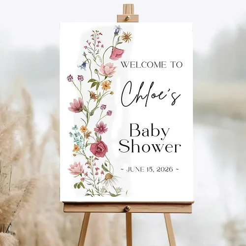Letrero de bienvenida personalizado para baby shower, letrero de bienvenida para baby shower con osito de peluche, póster personalizado de osito de