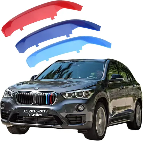 Miniatura 9 de Insertos de parrilla automotriz para BMW X1 F48 2016-2019 7 vigas, accesorios de parrilla delantera