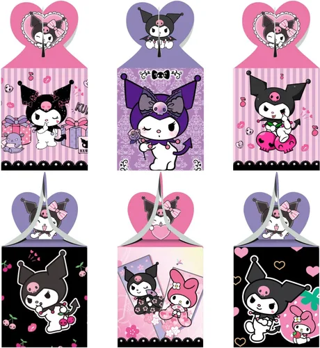 ARHAVI 12 cajas de regalo de fiesta Kuromi, My Melody y Kuromi suministros de fiesta de cumpleaños para decoraciones de fiesta Kawaii